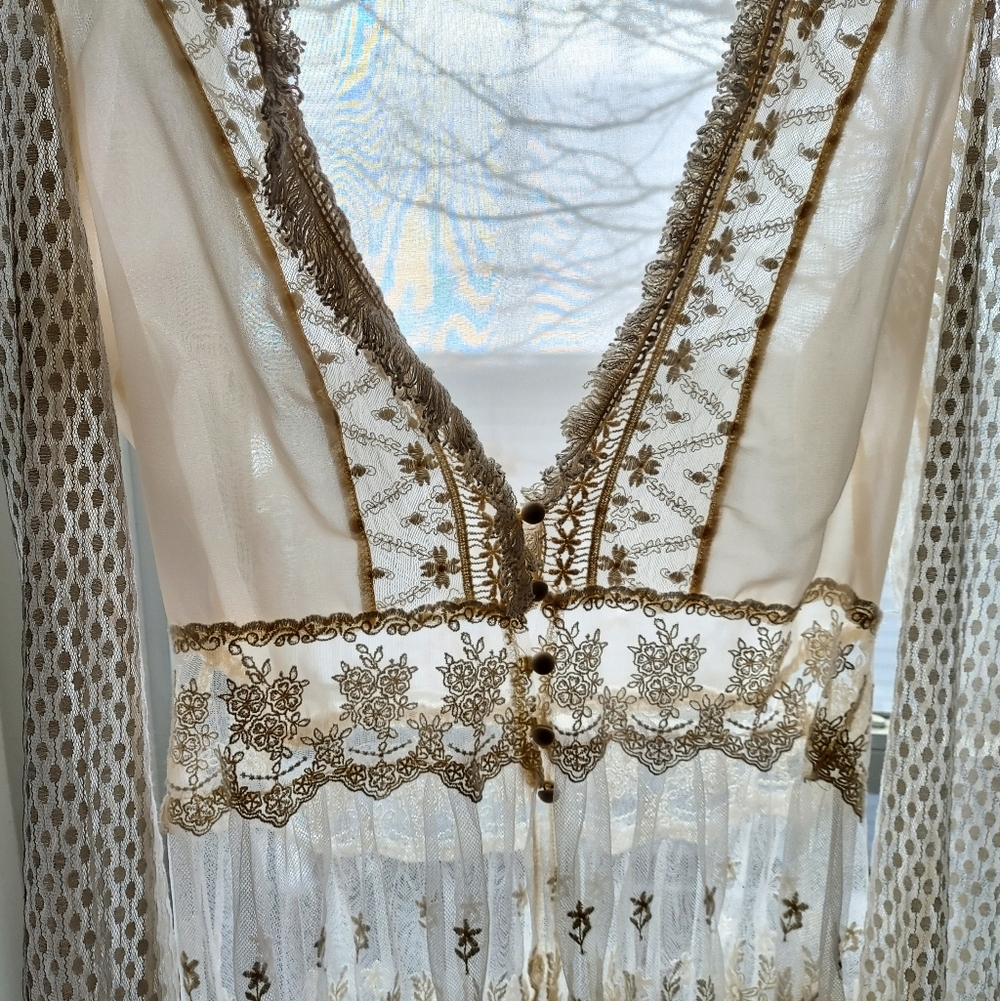 A'reve cream & sheer light lace top